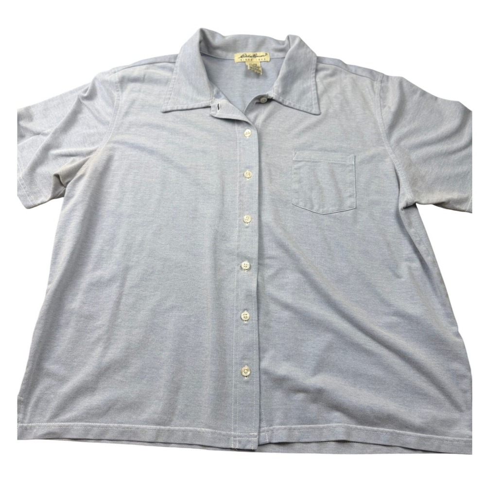 Eddie Bauer Since 1920 Blue Pique Button Front Shirt Womens‎ L